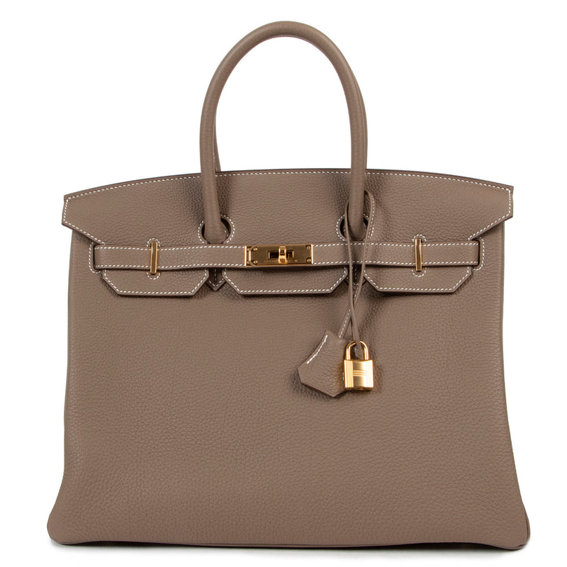 100% authentic Hermes Birkin in Togo Etoupe for the best price at Labellov secondhand luxury