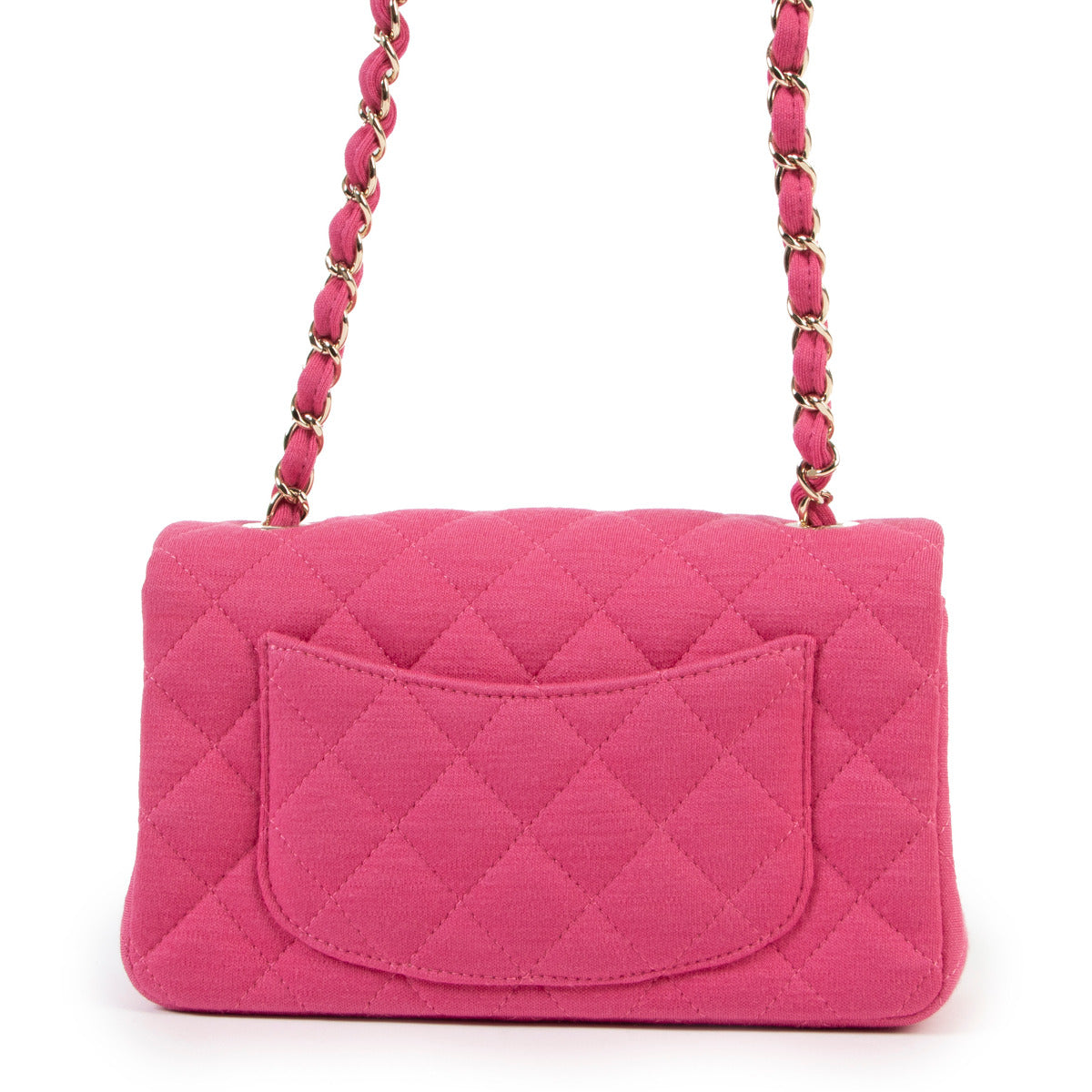 Sac Chanel Mini Classique à Rabat en Tissu Rose Vif Neuf