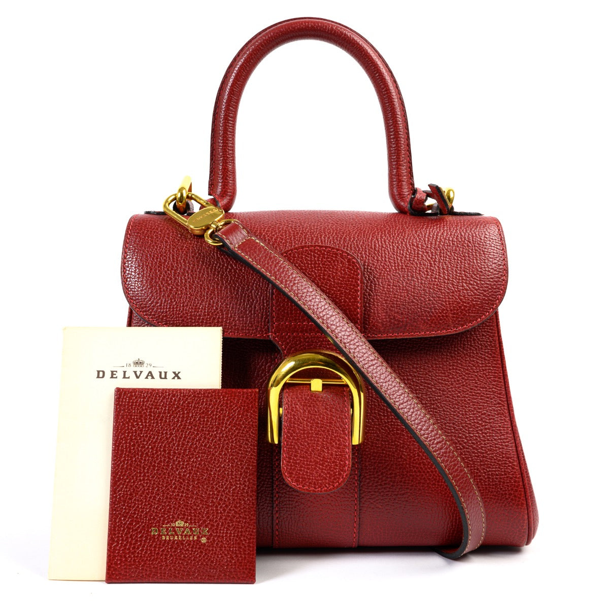 Shop safe online at Labellov in Antwerp this 100% authentic second hand Delvaux Burgundy PM Brillant
