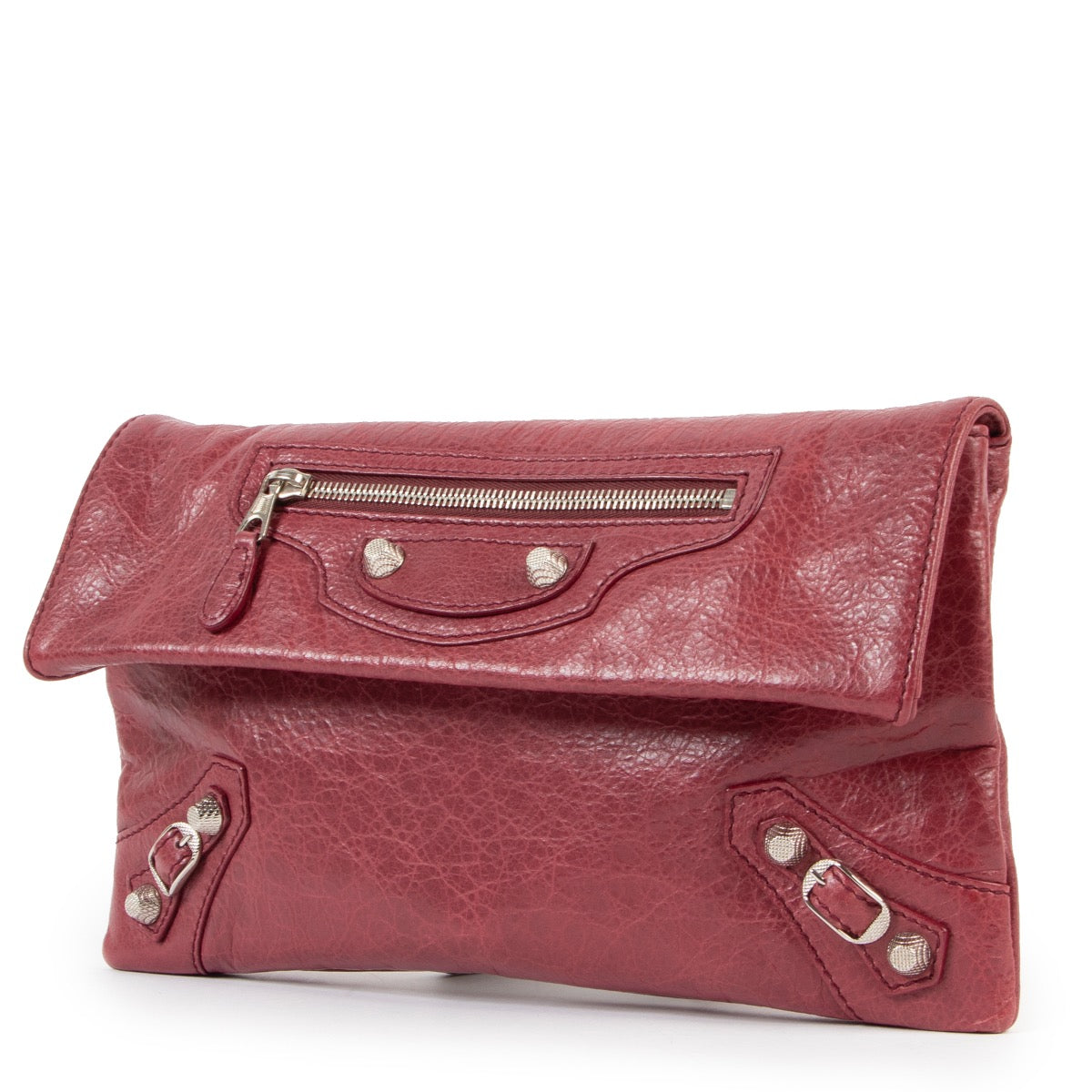 Shop safe online at Labellov in Antwerp this 100% authentic second hand Balenciaga Burgundy Agneau Leather Enveloppe Clutch
