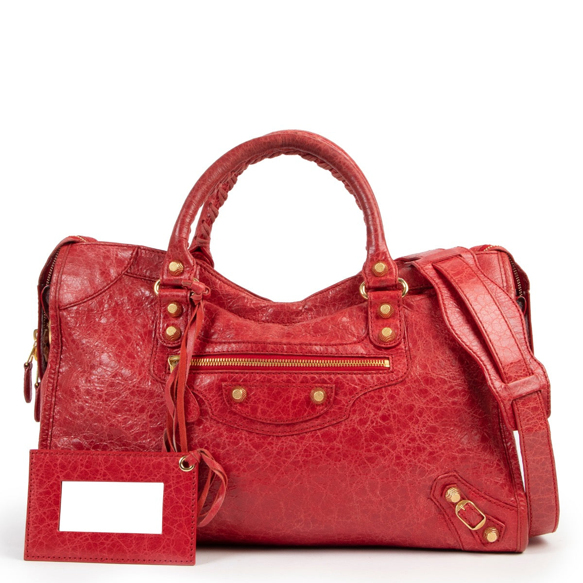 Balenciaga Rouge Cardinal Motorcross Classic City Shoulder Bag