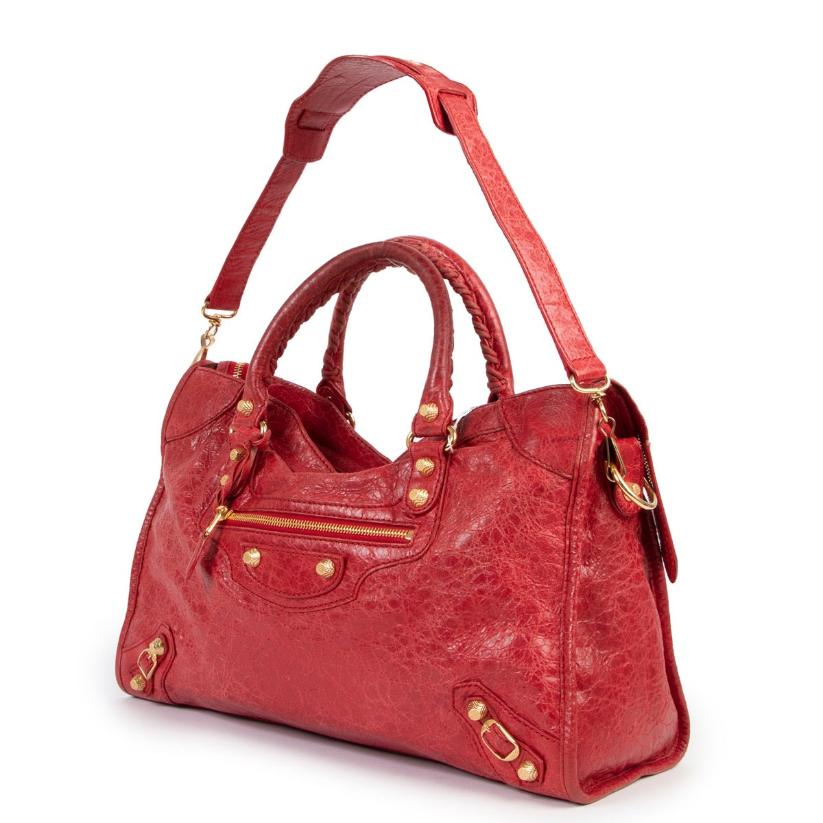 acheter en ligne seconde main Balenciaga Rouge Cardinal Motorcross Classic City Shoulder Bag