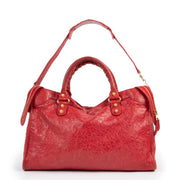 hard to find Balenciaga Rouge Cardinal Motorcross Classic City Shoulder Bag