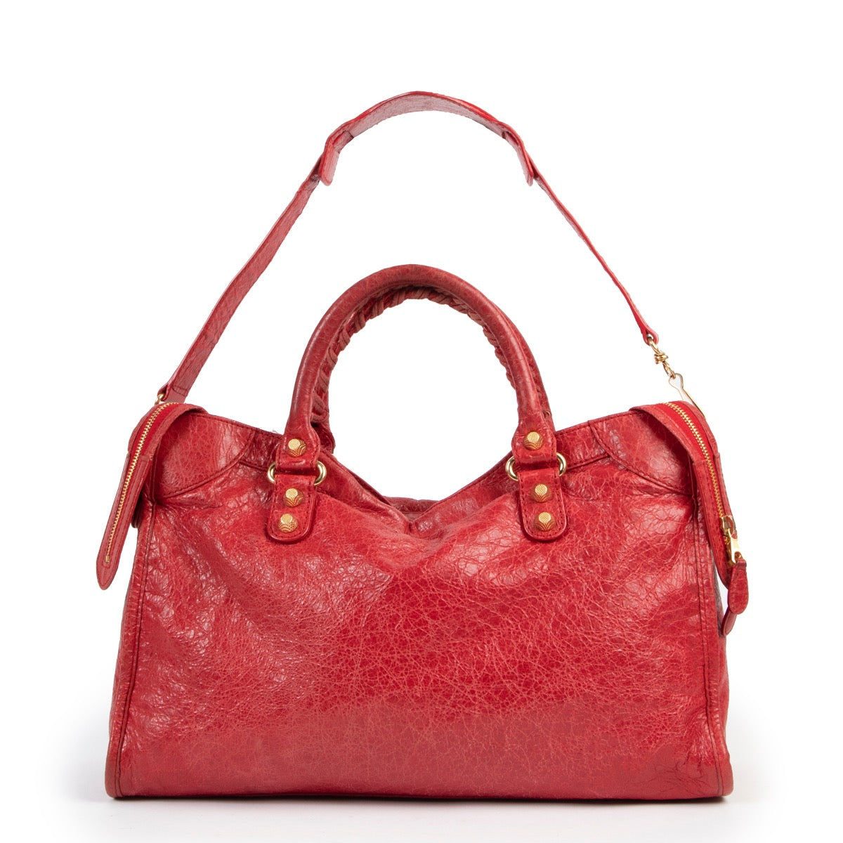 hard to find Balenciaga Rouge Cardinal Motorcross Classic City Shoulder Bag