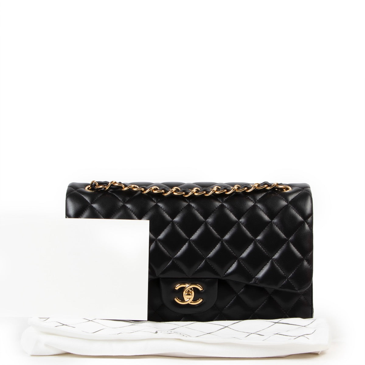 Shop second hand designer Chanel Black Quilted Lambskin Jumbo Large Classic Flap Bag at Labellov
