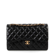 Shop second hand designer Chanel Black Quilted Lambskin Jumbo Large Classic Flap Bag at Labellov