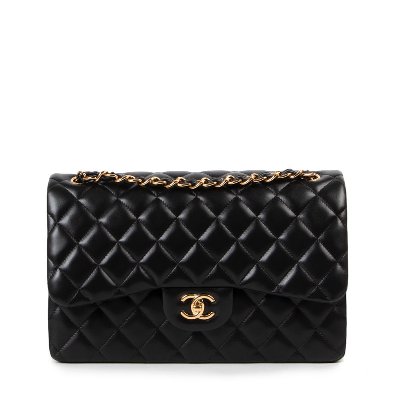 Shop second hand designer Chanel Black Quilted Lambskin Jumbo Large Classic Flap Bag at Labellov