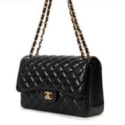 Shop second hand designer Chanel Black Quilted Lambskin Jumbo Large Classic Flap Bag at Labellov
