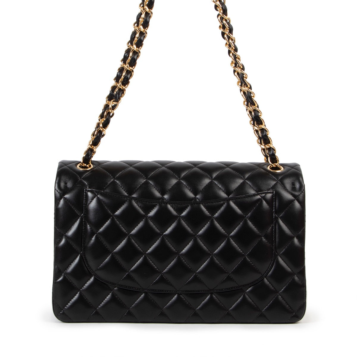 Shop second hand designer Chanel Black Quilted Lambskin Jumbo Large Classic Flap Bag at Labellov