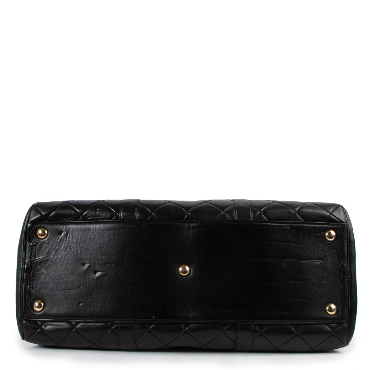 Chanel Black Quilted Lambskin Vintage Large Boston Travel Bag