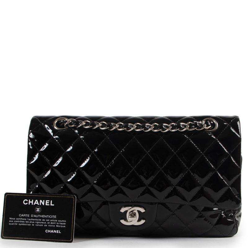 shop safe online Chanel Black Patent Medium Classic Flap Bag