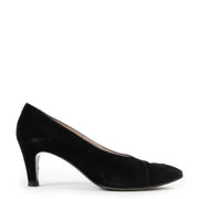 Chanel 96A Black Suede Square Toe Pumps