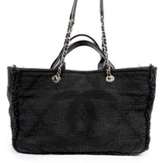 Chanel Double Face Medium Deauville Fringe Canvas Shopping Tote Bag