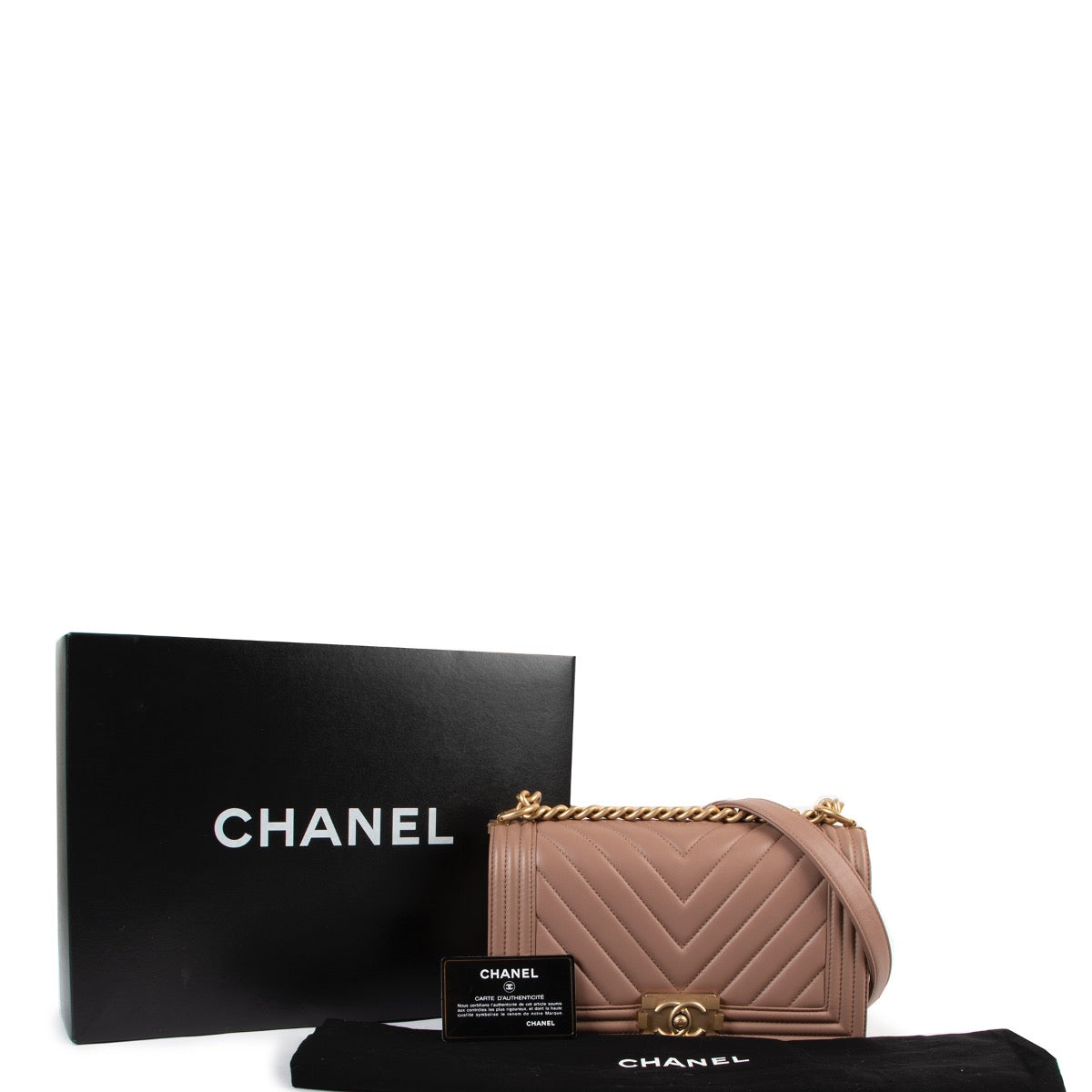 Shop now for your pre-loved, 100% authentic Chanel Dark Beige Medium Boy Bag , at Labellov.