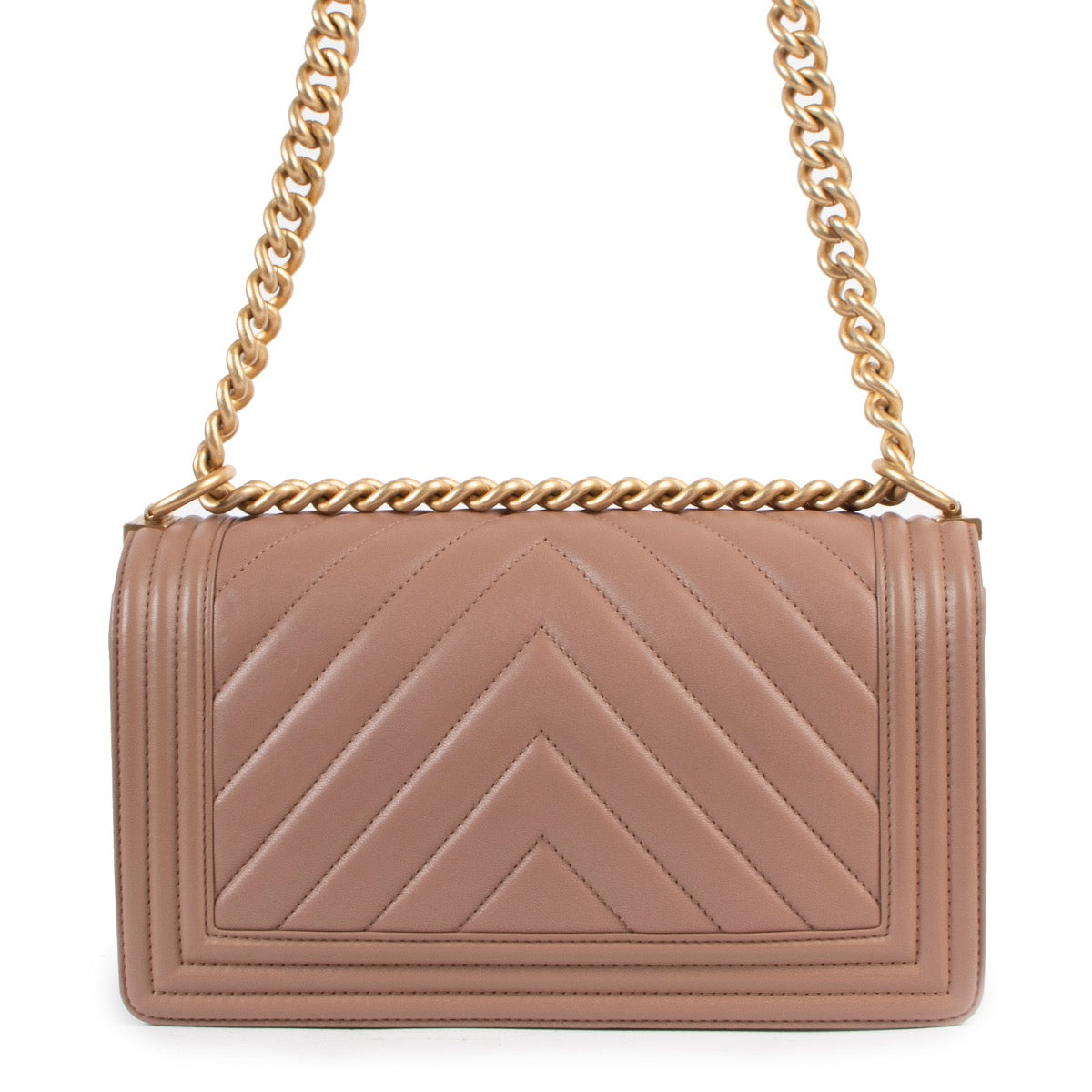 Shop now for your pre-loved, 100% authentic Chanel Dark Beige Medium Boy Bag , at Labellov.