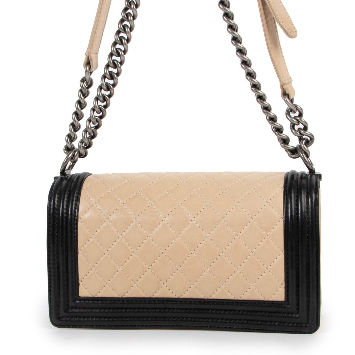Chanel Two-tone Beige Medium Boy Bag