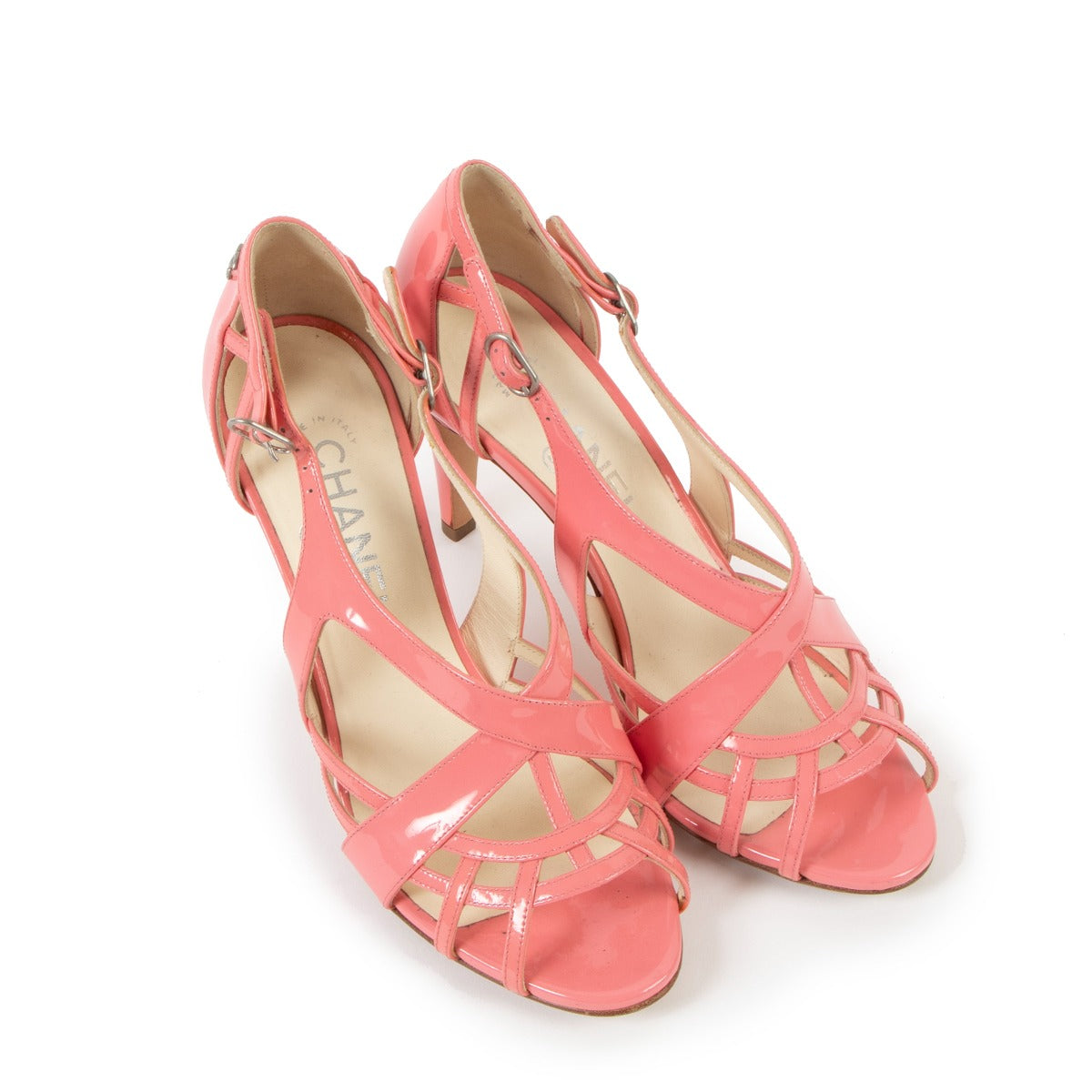Chanel Pink Patent Leather Sandals