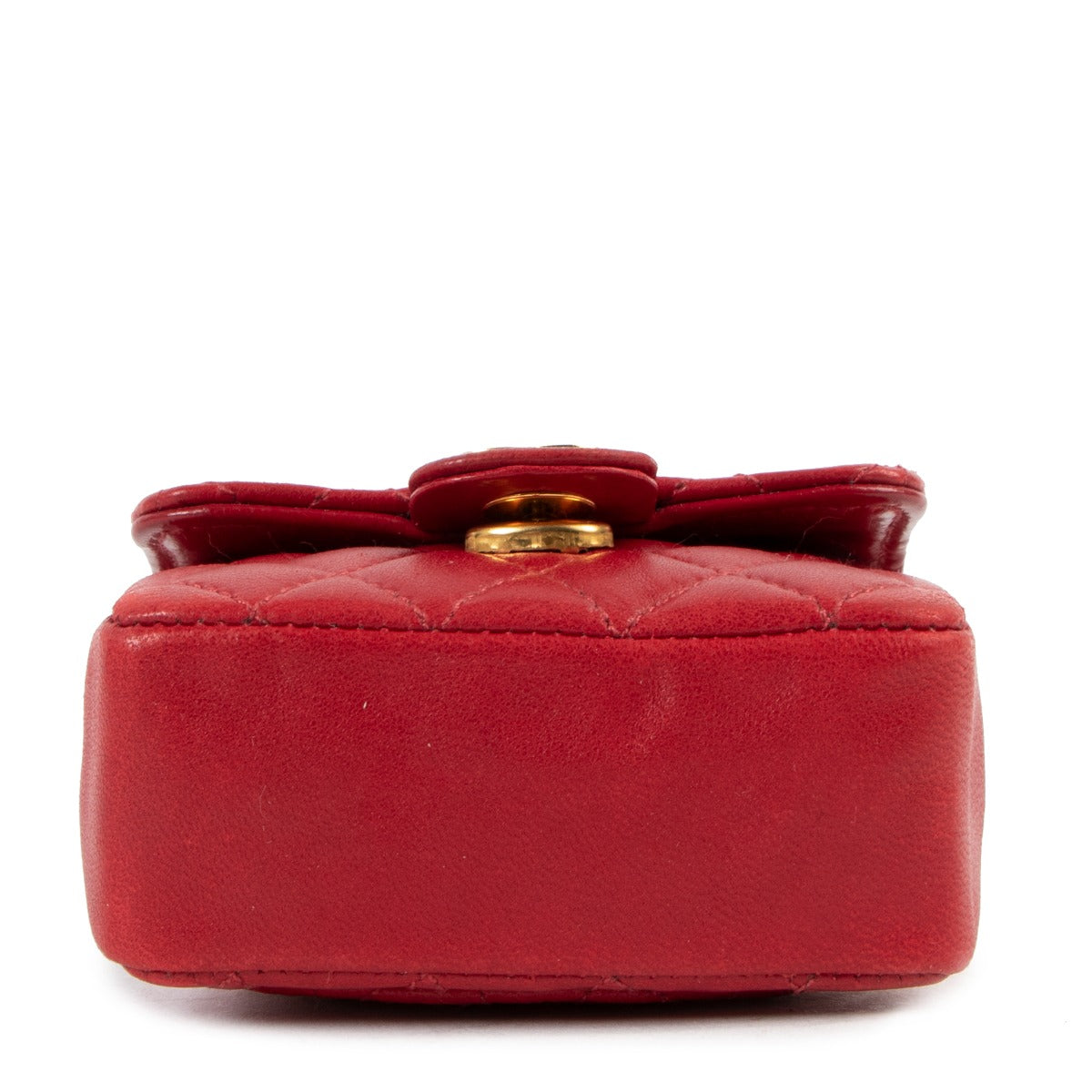 Chanel Vintage Red Quilted Lambskin 2-in-1 Micro Classic Flap Bag Chain Belt