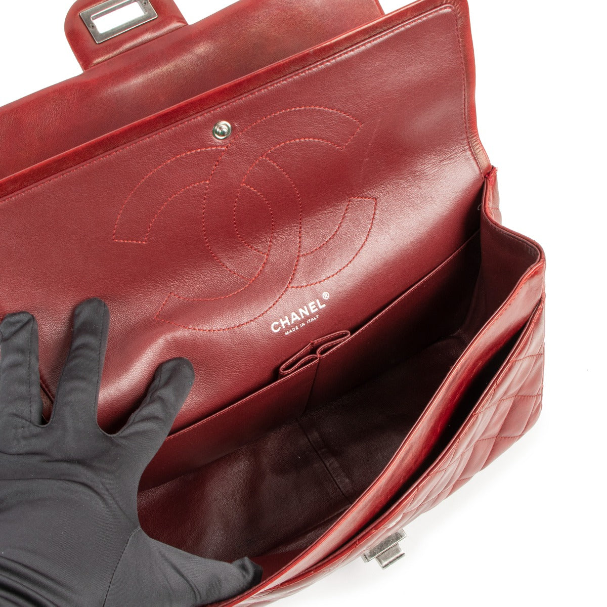 Authentic second hand designer Chanel Burgundy Reissue 2.55 Maxi Quilted Lambskin Flap Bag at labellov.com