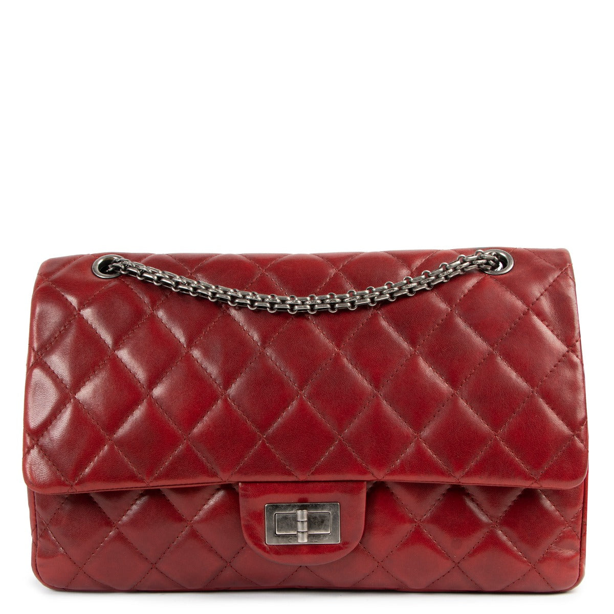 Authentic second hand designer Chanel Burgundy Reissue 2.55 Maxi Quilted Lambskin Flap Bag at labellov.com