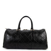 Chanel Black Quilted Lambskin Vintage Large Boston Travel Bag