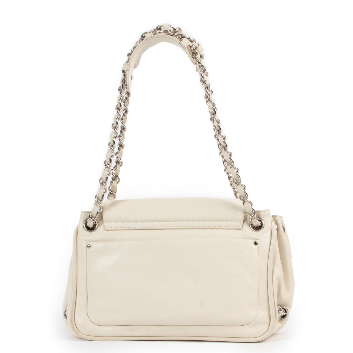 shop online authentic second hand luxury designer Chanel Cream White CC Accordion Flap Bag at Labellov