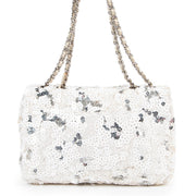 Shop authentic second hand luxury designer Chanel White Silver Sequin Mini Classic Flap Bag at Labellov.