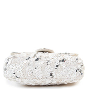 Shop authentic second hand luxury designer Chanel White Silver Sequin Mini Classic Flap Bag at Labellov.