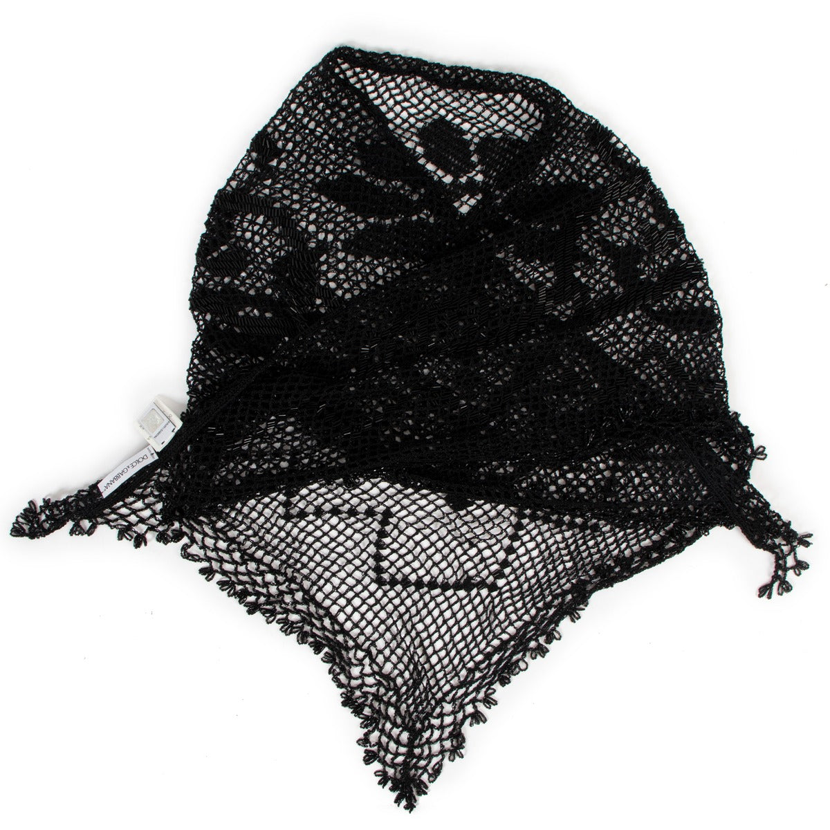 Dolce & Gabbana Black Silk with Rhinestones Scarf