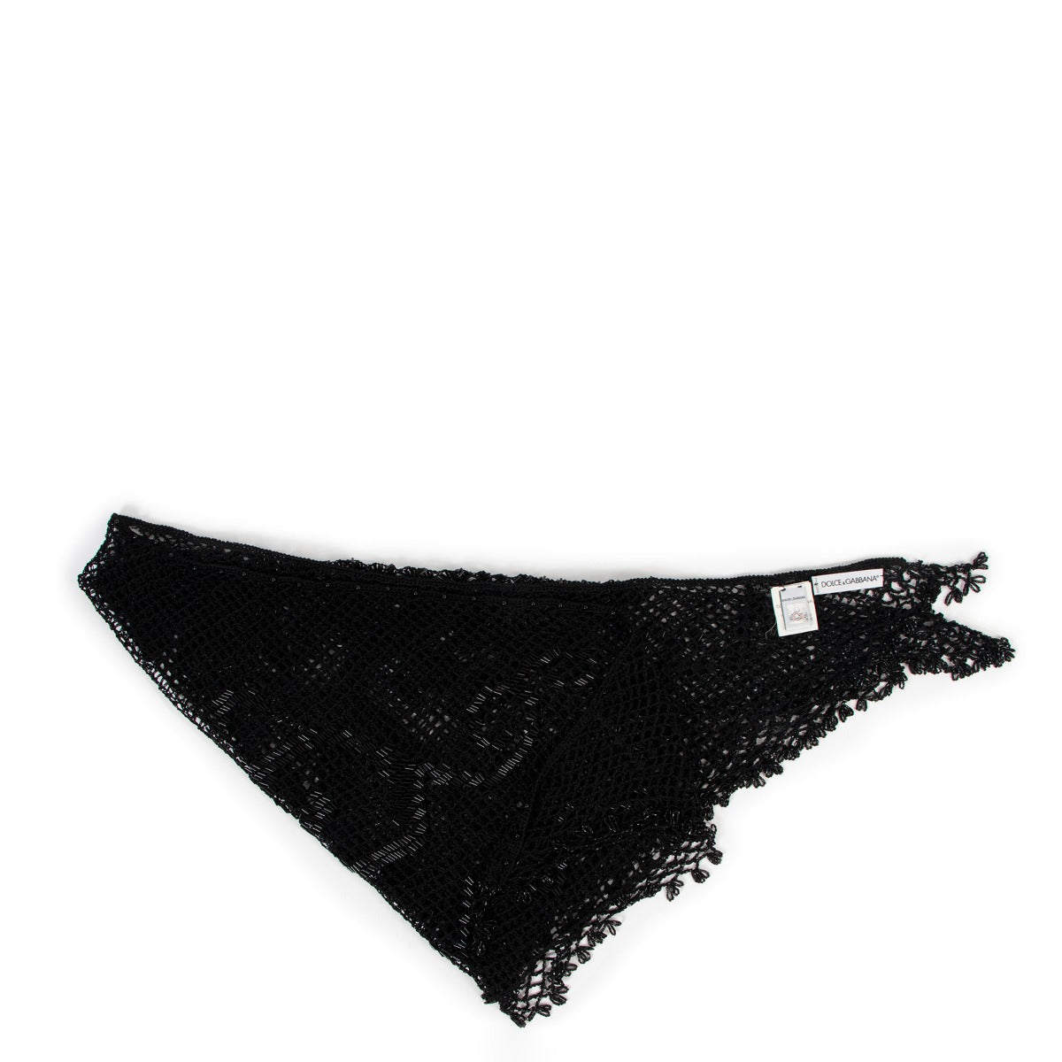 Dolce & Gabbana Black Silk with Rhinestones Scarf