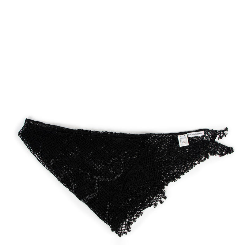Dolce & Gabbana Black Silk with Rhinestones Scarf