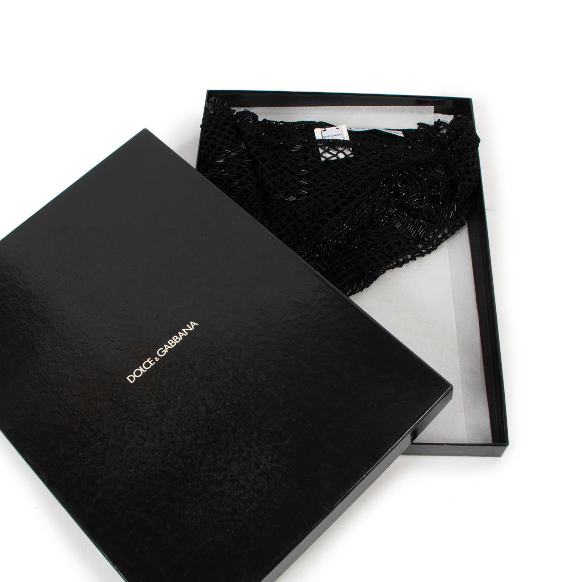 Dolce & Gabbana Black Silk with Rhinestones Scarf