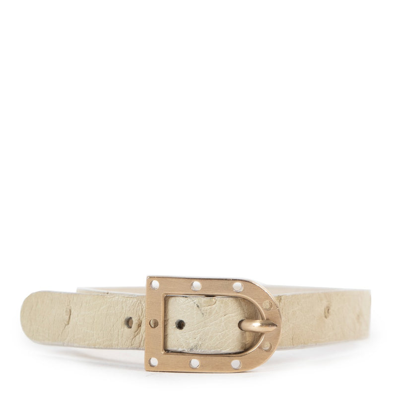 Delvaux Nude Ostrich Leather D Buckle Bracelet