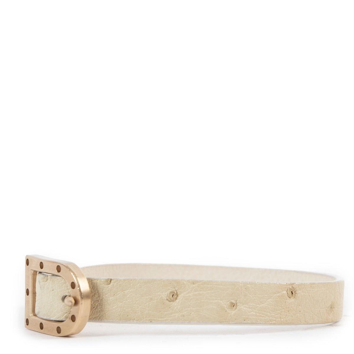 Delvaux Nude Ostrich Leather D Buckle Bracelet