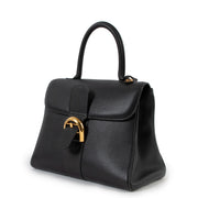 Delveaux Brillant MM Black Leather Top Handle Bag