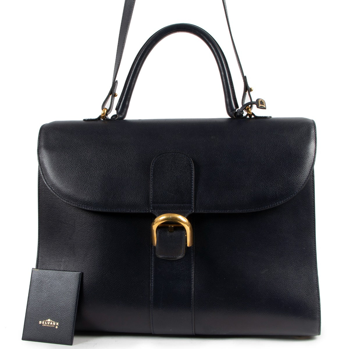 Delvaux Dark Blue Leather Brillant Briefcase