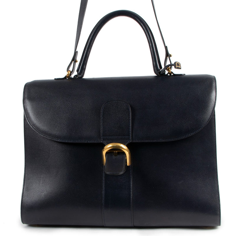 Delvaux Dark Blue Leather Brillant Briefcase