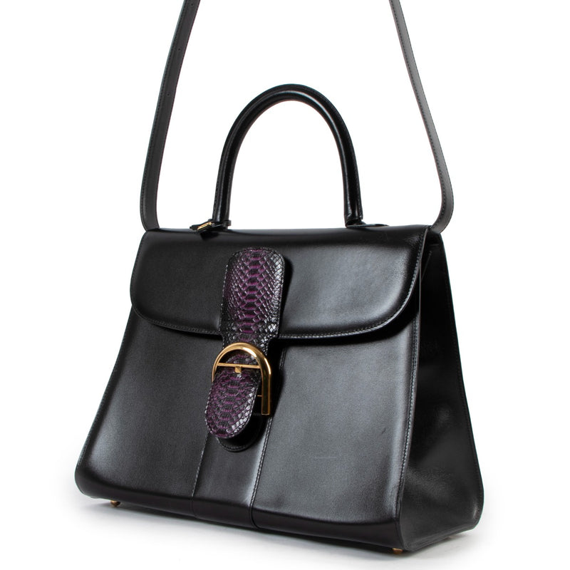 Delvaux Brillant GM Black Box Calf Cardinal Python Flag 2013 Limited Edition