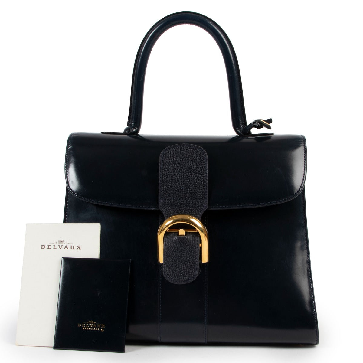 shop online authentic second hand vintage luxury designer Delvaux Brillant MM Magic Marine Blue Handbag at Labellov