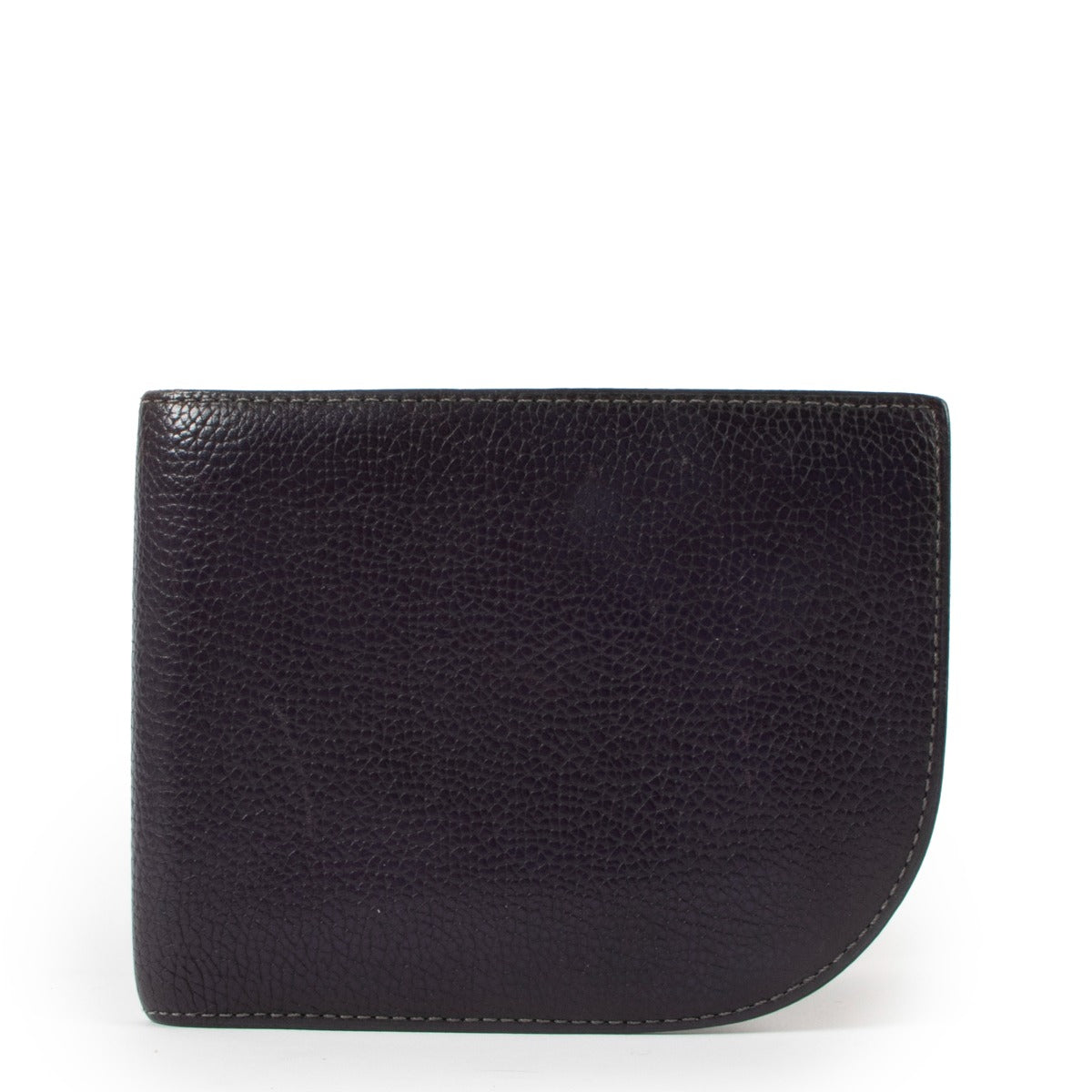 Delvaux Purple Leather D Shape Bi-Fold Wallet