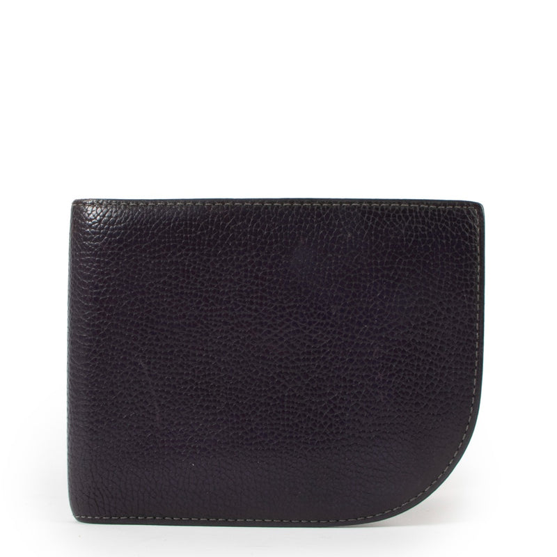 Delvaux Purple Leather D Shape Bi-Fold Wallet