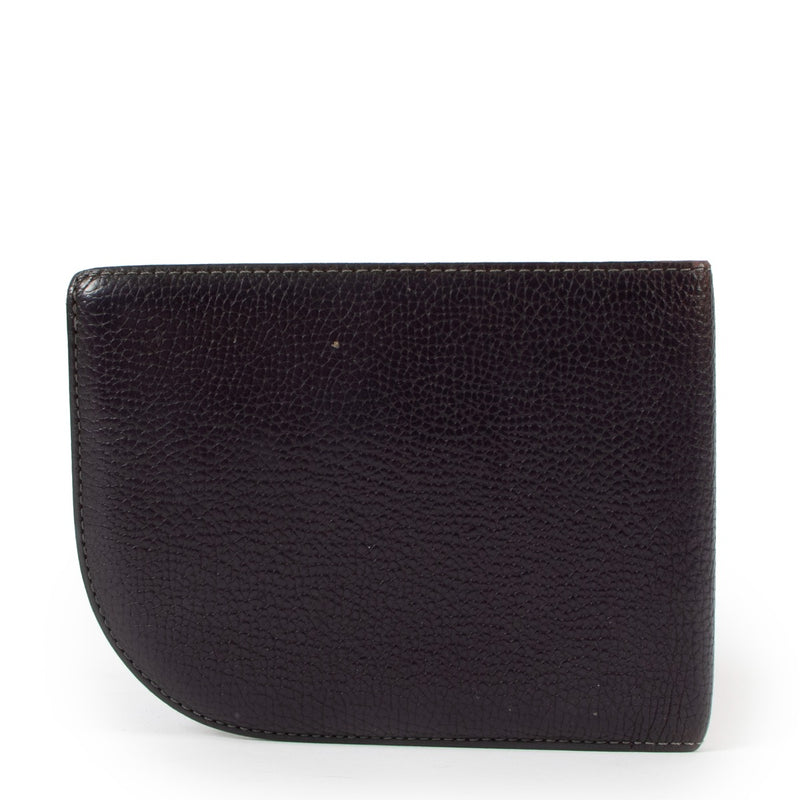 Delvaux Purple Leather D Shape Bi-Fold Wallet