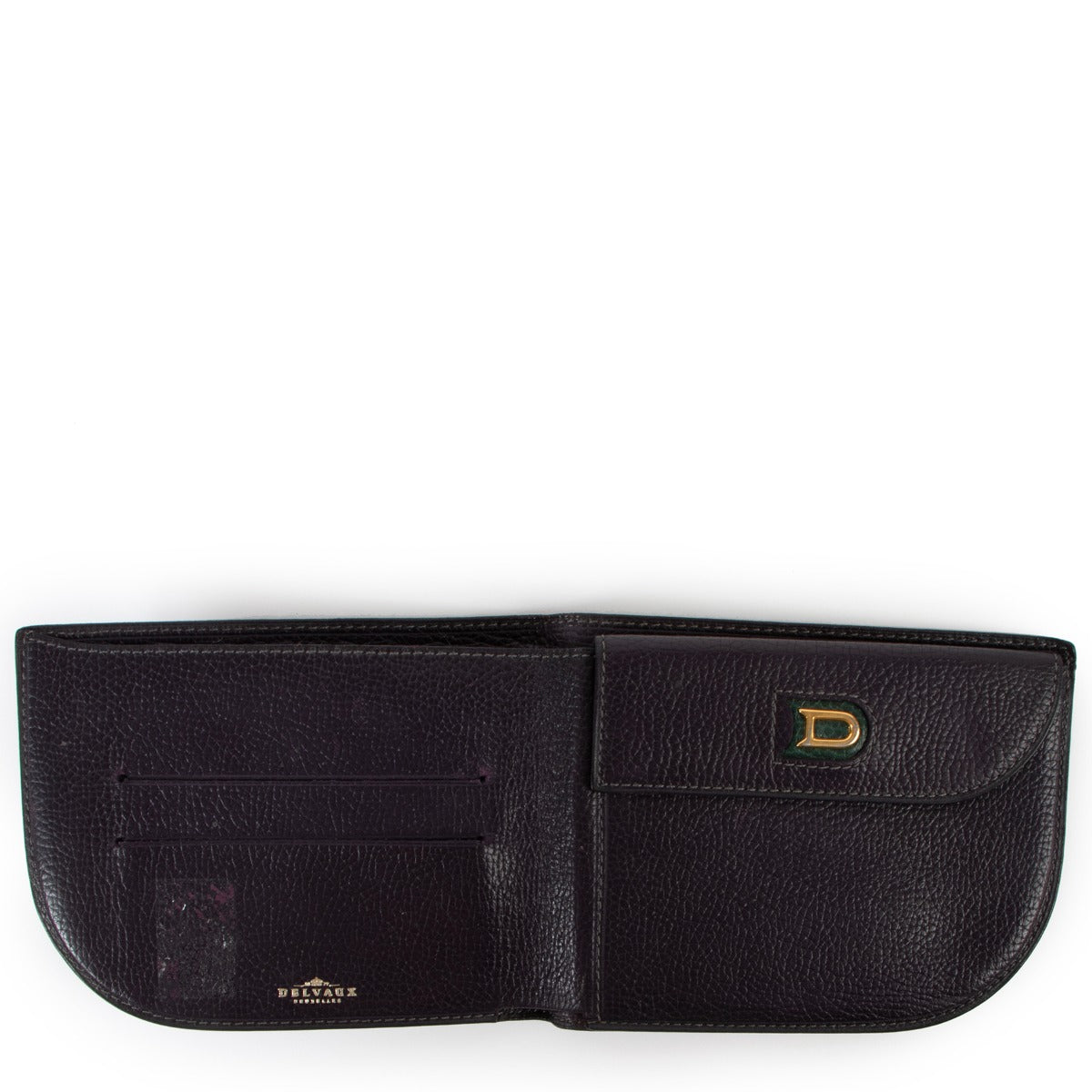 Delvaux Purple Leather D Shape Bi-Fold Wallet