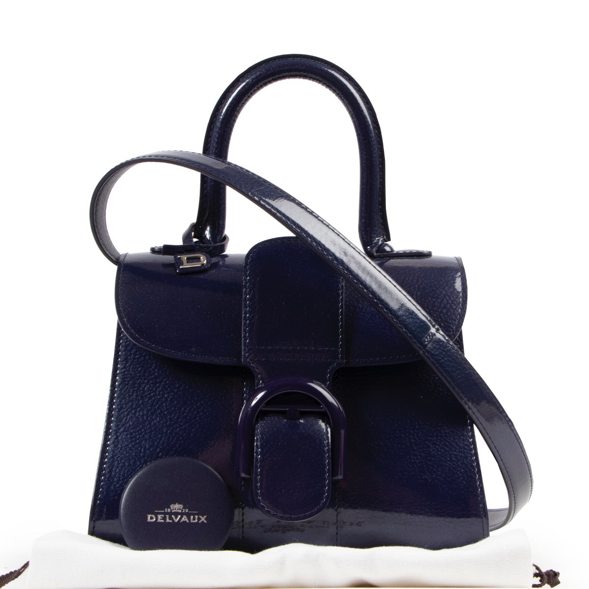 shop safe online as new Delvaux Blue Patent Mini Brillant . 100% authentic secondhand luxury for the best price
