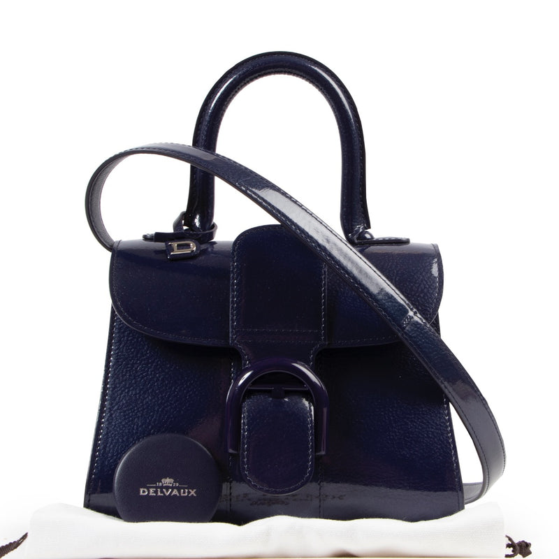 shop safe online as new Delvaux Blue Patent Mini Brillant . 100% authentic secondhand luxury for the best price