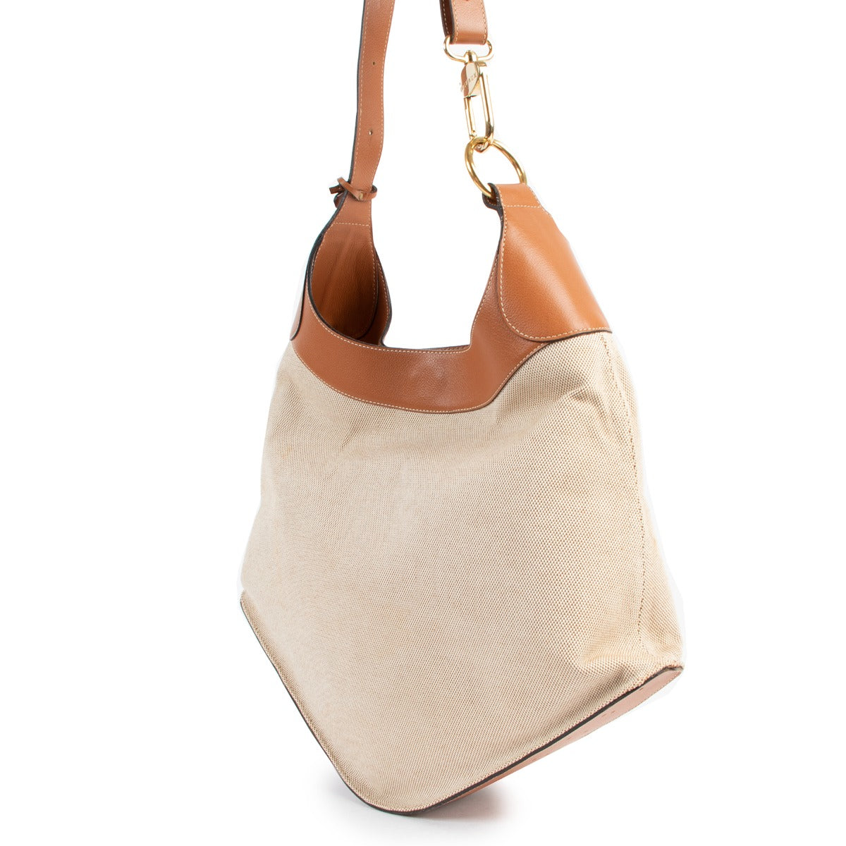 Delvaux Satan Beige Canvas Shoulder Bag