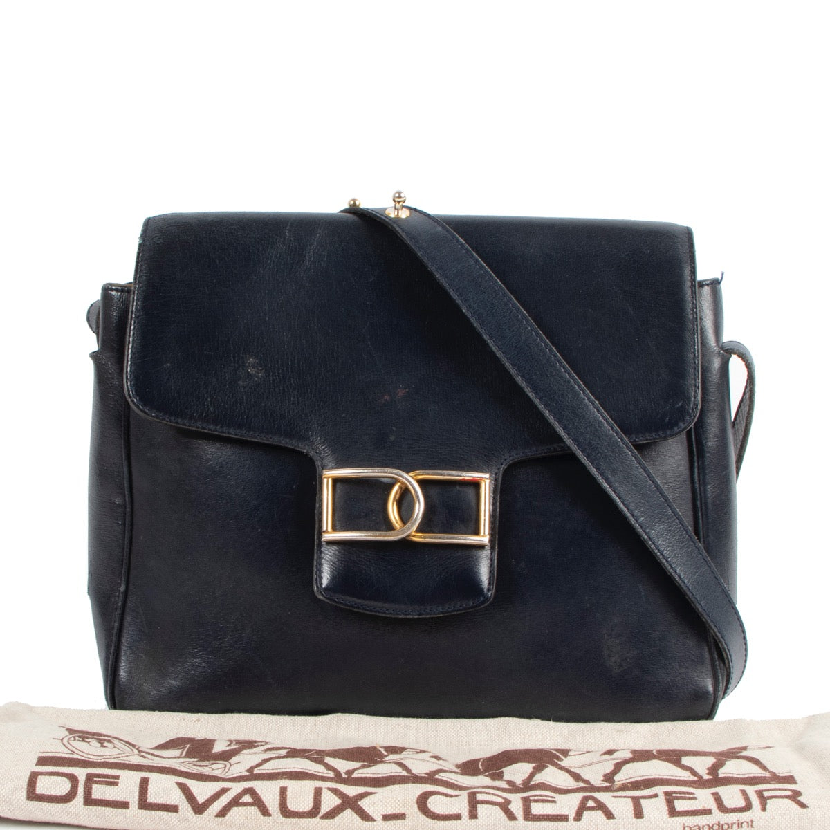 Buy an authentic second hand Delvaux Navy Blue Boxcalf Leather Crossbody at Labellov