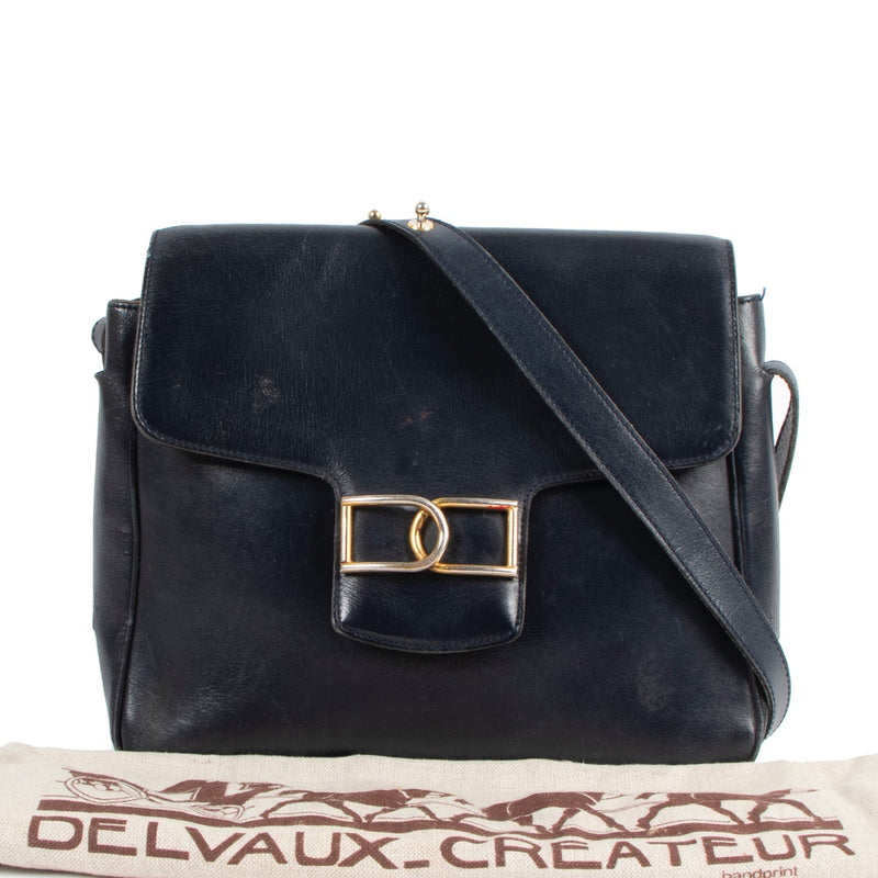 Buy an authentic second hand Delvaux Navy Blue Boxcalf Leather Crossbody at Labellov