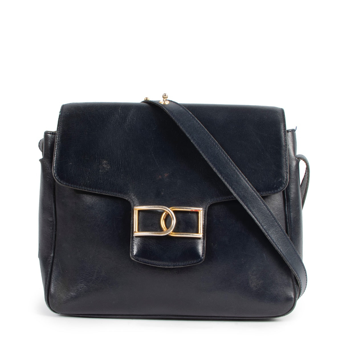 Delvaux Blue Navy Boxcalf Leather in preloved condition at Labellov.com