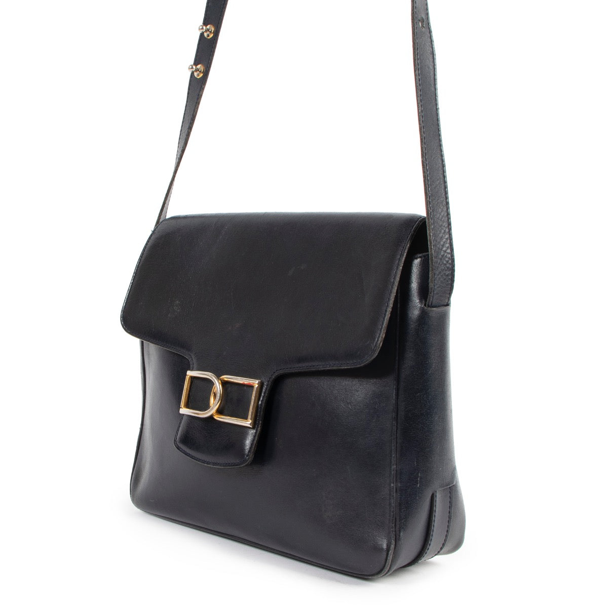 Buy a 100% authentic second hand Delvaux Blue Boxcalf Leather Crossbody Bag in vintage condition at Labellov.com
